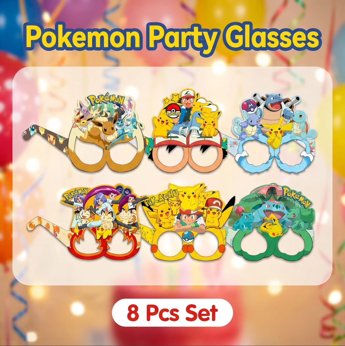 Event Supplies - Pokémon-themed paper glasses. Cosplay props, birthday