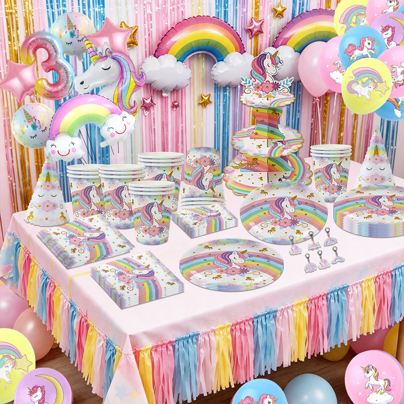 Unicorn Theme Birthday Decorat - đánh giá và giá Table Cloth Disposable