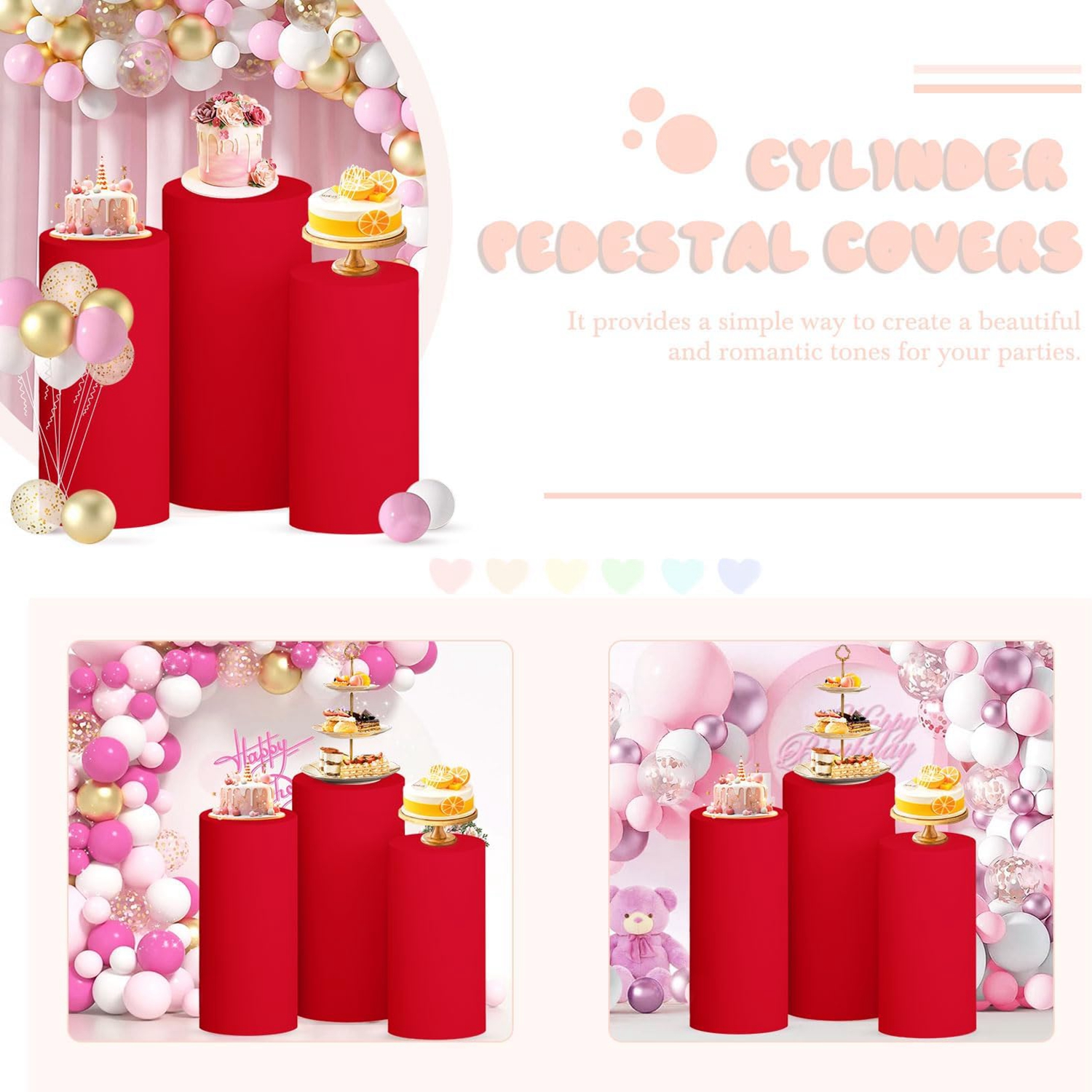 Yeele Red Cylinder Stand Cover - đánh giá và giá Dessert Table Backdrop