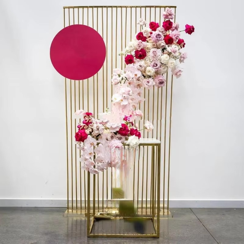 Shiny Gold Metal Frame Flower  - đánh giá và giá Dessert Table Backdrop