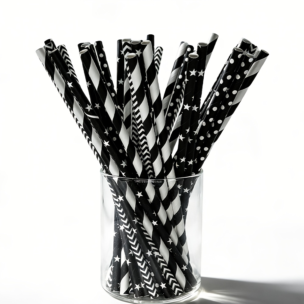 100pcs of disposable black mix - đánh giá và giá Paper Straw Color
