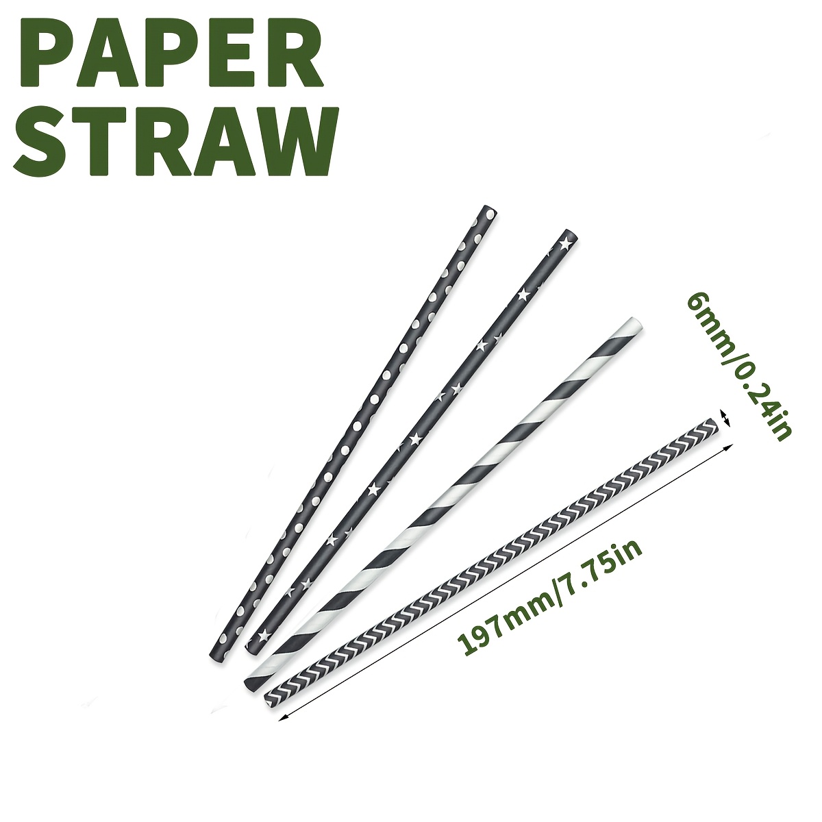 100pcs of disposable black mix - đánh giá và giá Paper Straw Color