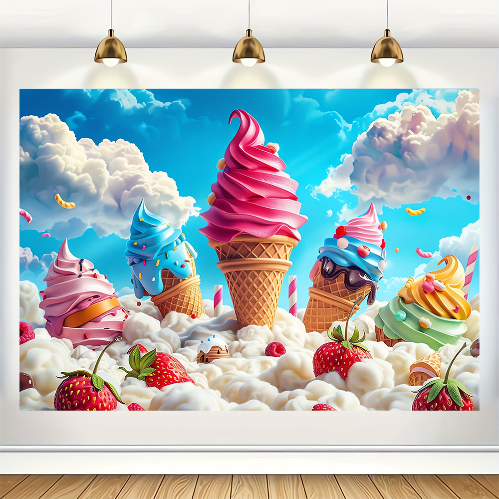 Sweet Ice Cream Theme Backdrop - đánh giá và giá Dessert Table Backdrop