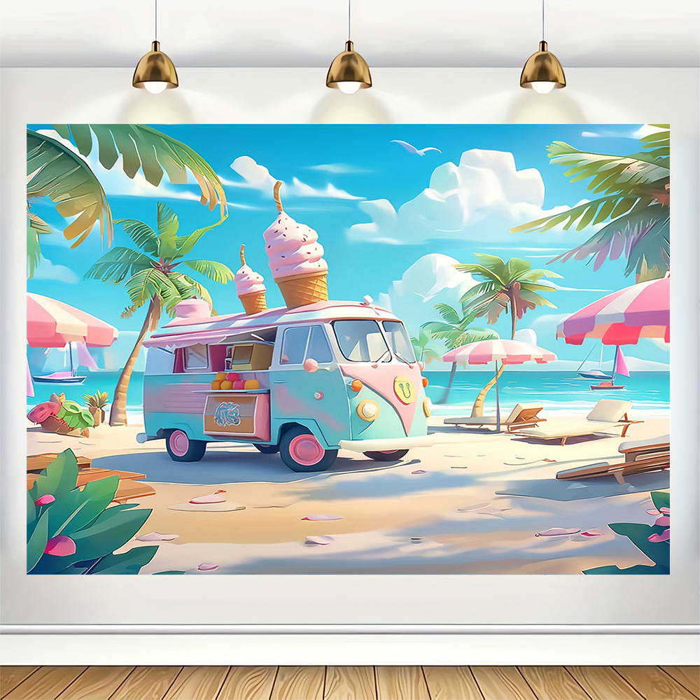 Sweet Ice Cream Theme Backdrop - đánh giá và giá Dessert Table Backdrop