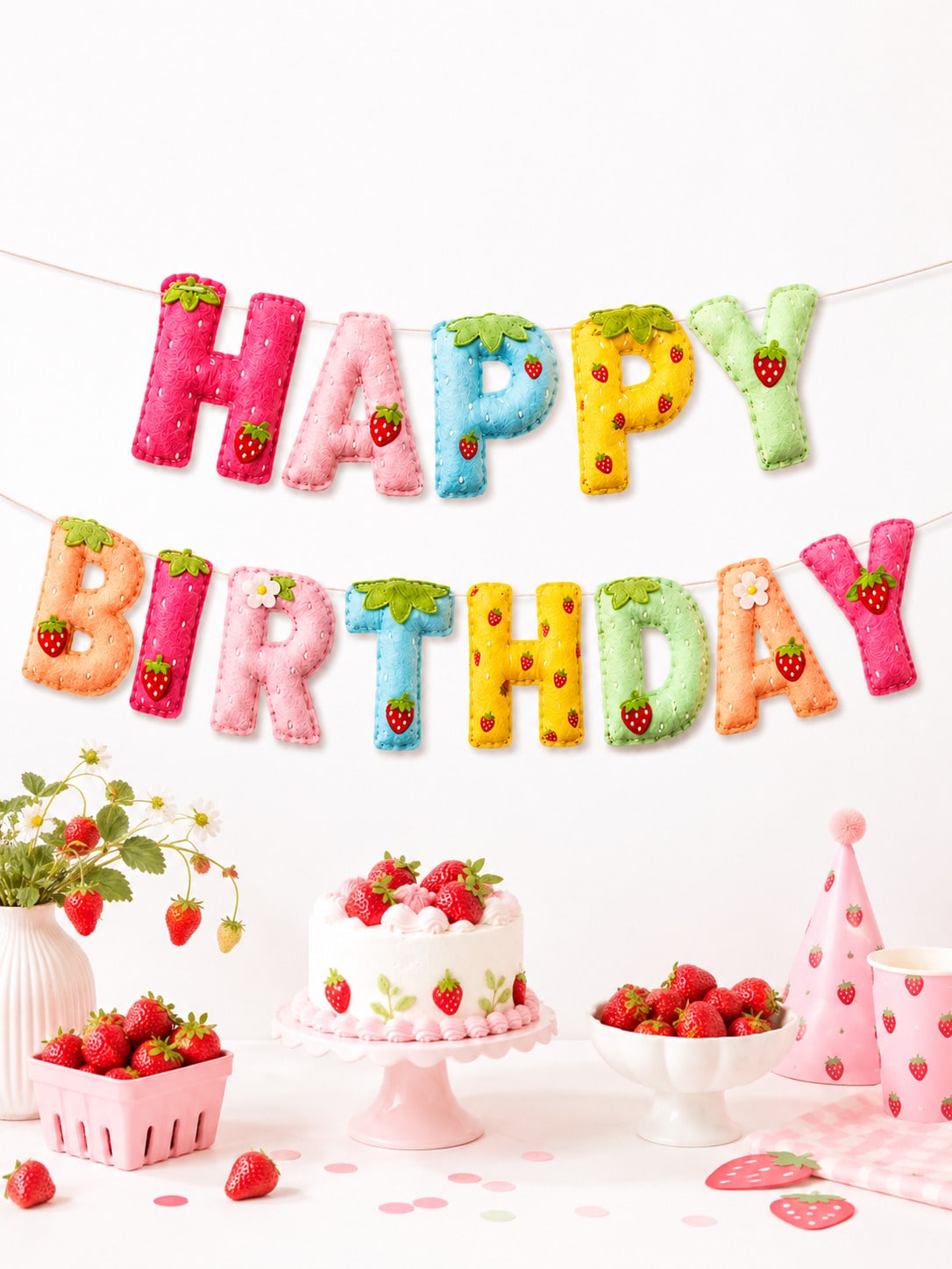 Strawberry Theme Happy Birthda - đánh giá và giá Dessert Table Backdrop