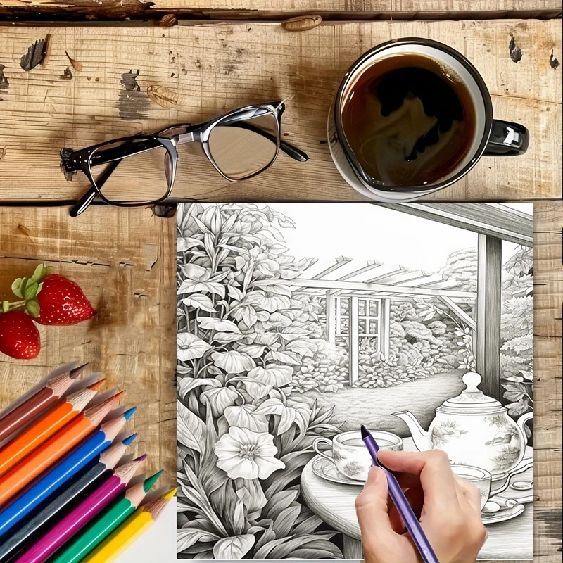 Tea In The Gardens Coloring Bo - đánh giá và giá Event Supplies