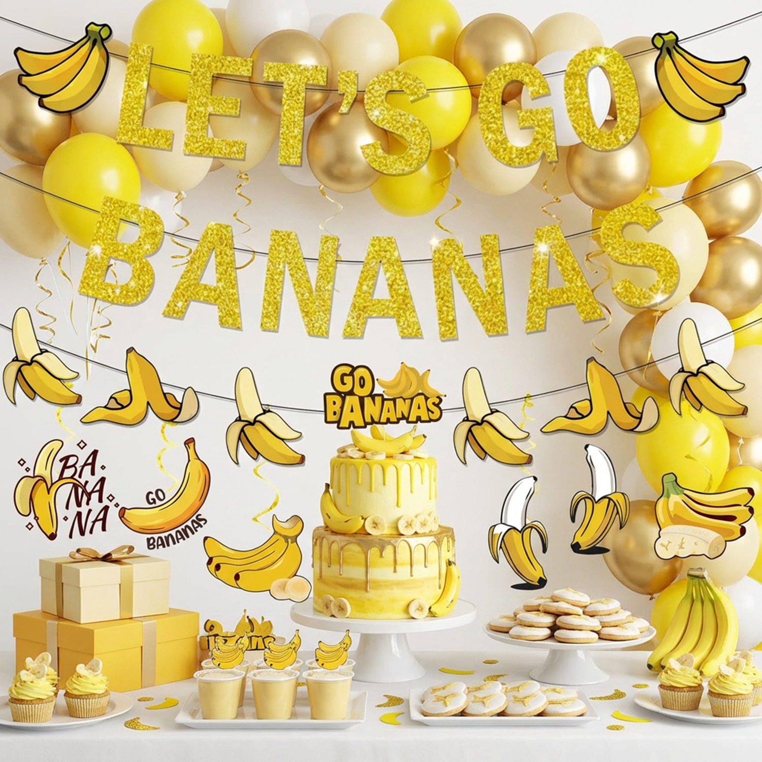 1Set Yellow Bananas Birthday B - đánh giá và giá Let'S Party Event Supply